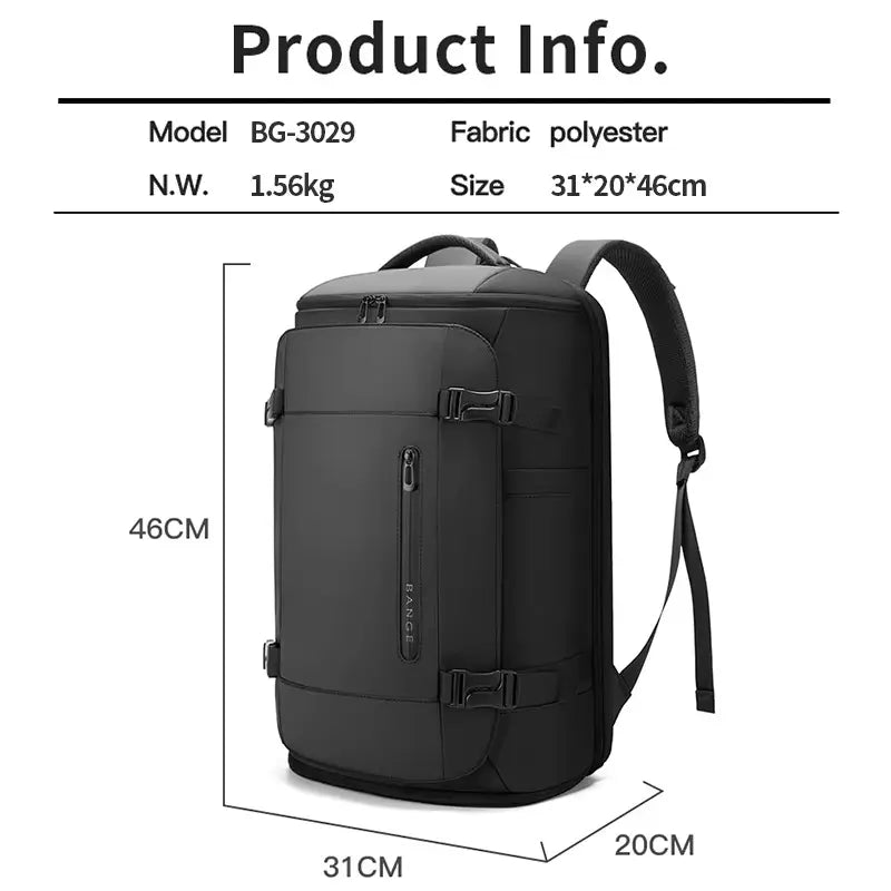 BANGE Carry On Travel Backpack – Large Cabin Bag with Laptop Compartment & Shoe Storage
