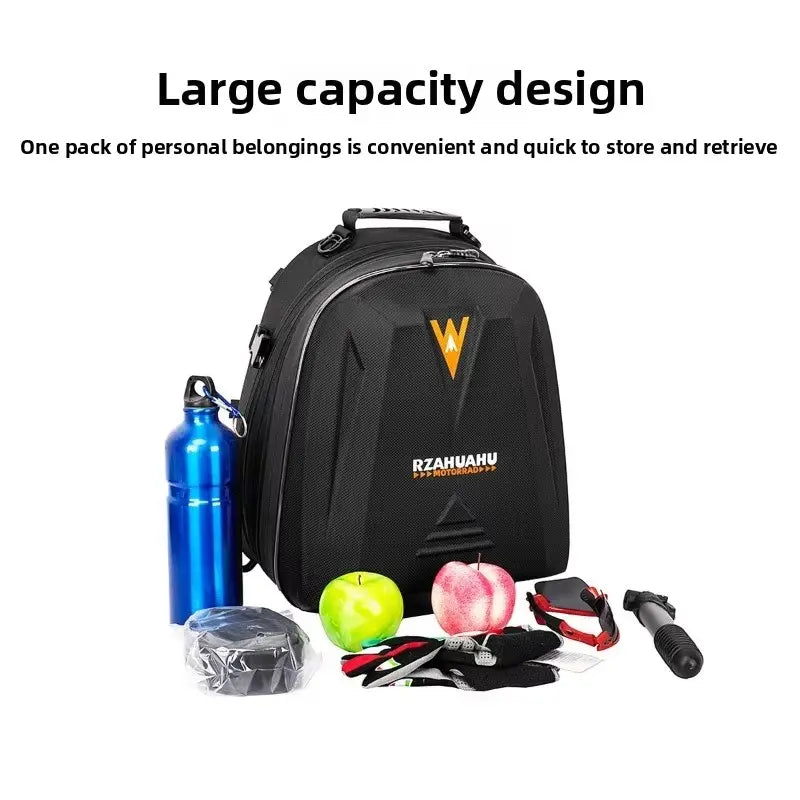 Motorcycle Helmet Tail Bag – Waterproof Rear Seat Bag, Rider Backpack & Travel Luggage Storage