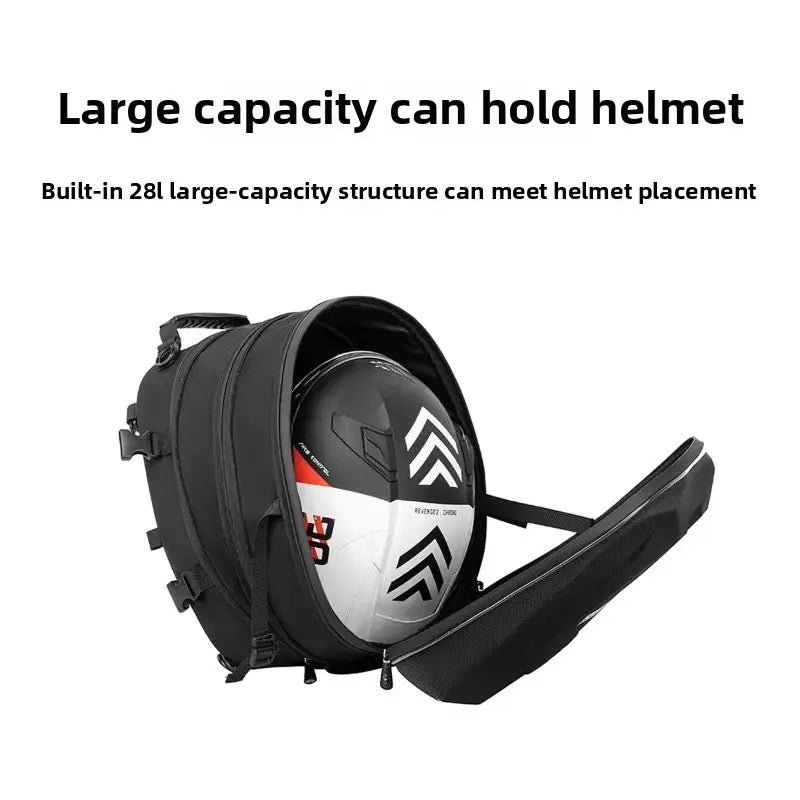 Motorcycle Helmet Tail Bag – Waterproof Rear Seat Bag, Rider Backpack & Travel Luggage Storage