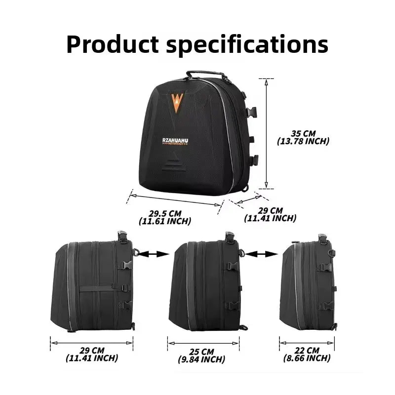 Motorcycle Helmet Tail Bag – Waterproof Rear Seat Bag, Rider Backpack & Travel Luggage Storage