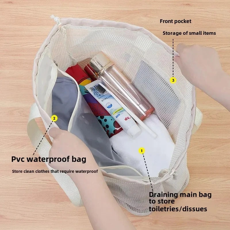 Large Capacity Mesh Toiletry Beach Storage Bag